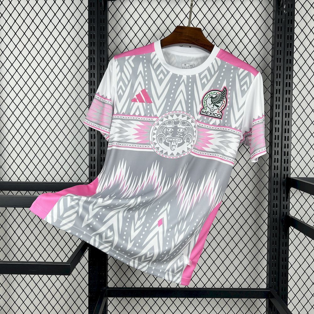 Mexico Soccer Jersey Pink&Amp;grey Special Edition Custom Shirt 2026 World Cup Edition in Pink&Grey