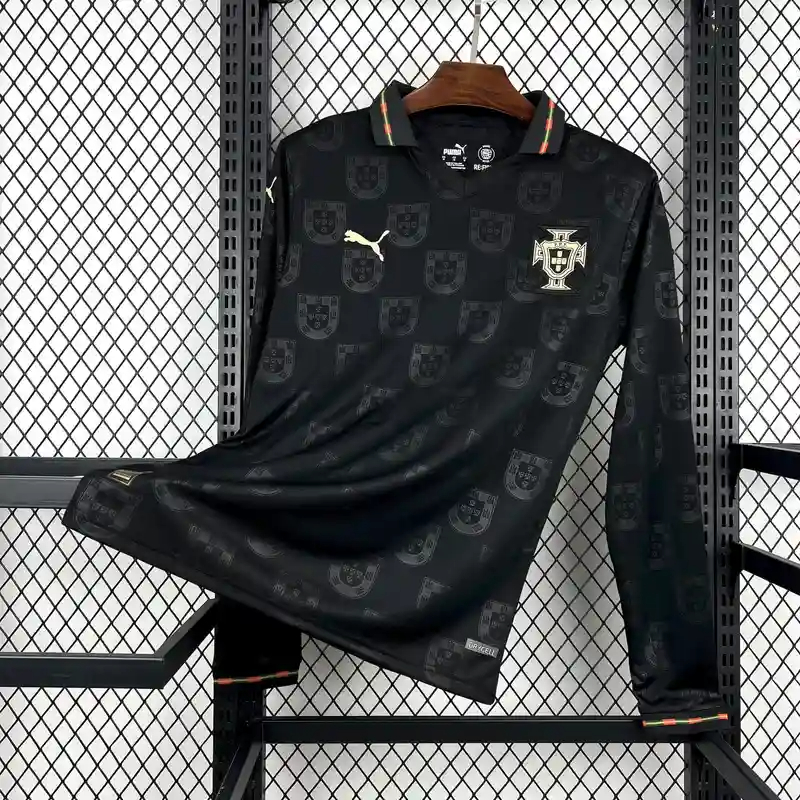 Portugal Soccer Jersey Away Long Sleeve Custom Shirt 2026 World Cup Edition in Black