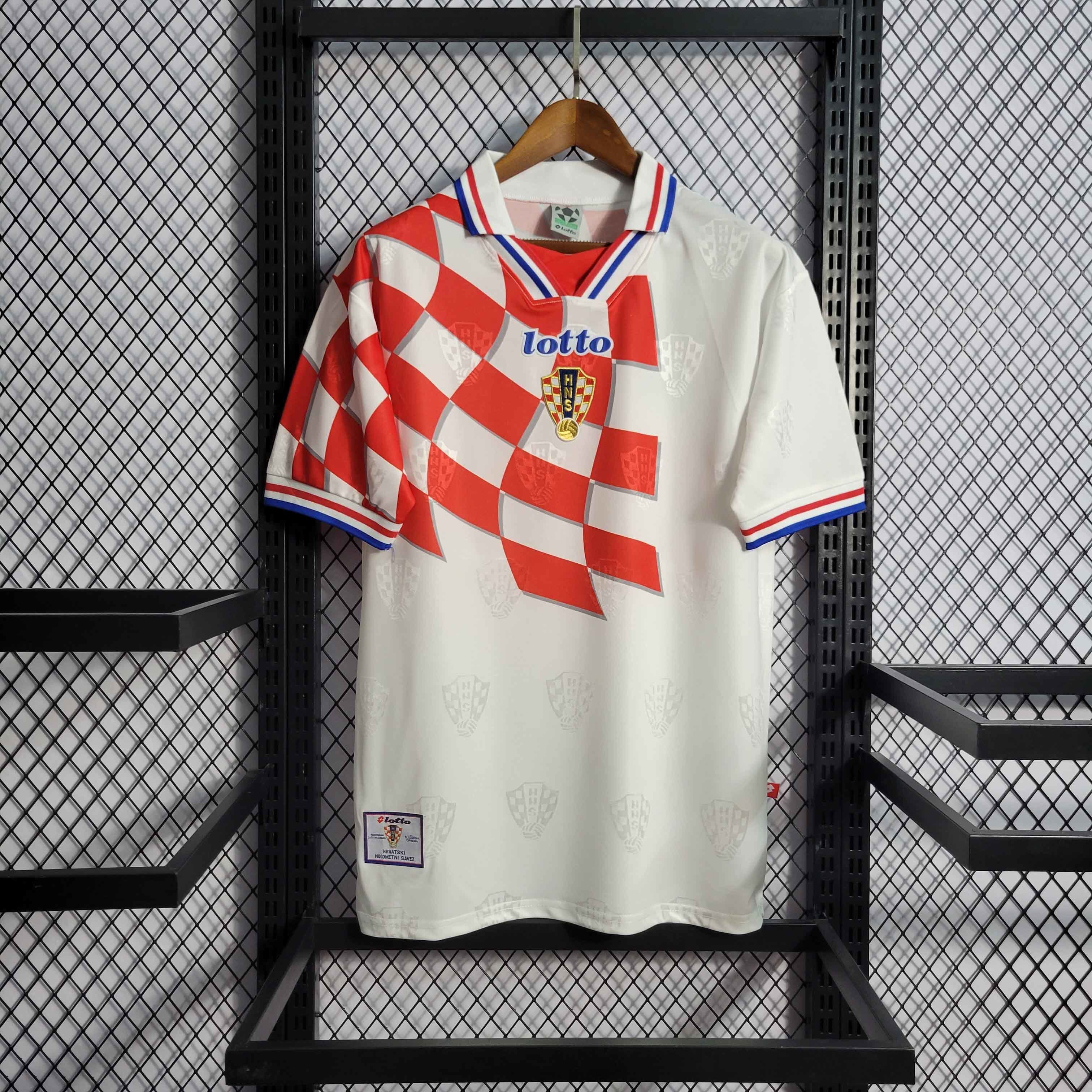 Croatia Retro Soccer Jersey Home Custom Shirt World Cup 1998 in White