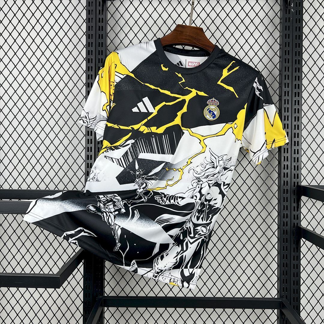 Real Madrid Soccer Jersey Pre-Match Marvel Custom Shirt 2025/26 in Model Year: 2025/26 Country and League: Spain-La Liga