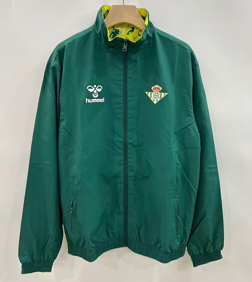 Real Betis Reversible Double-Sides Windbreaker Jacket Green&Amp;yellow 2025/26 in Green&Yellow