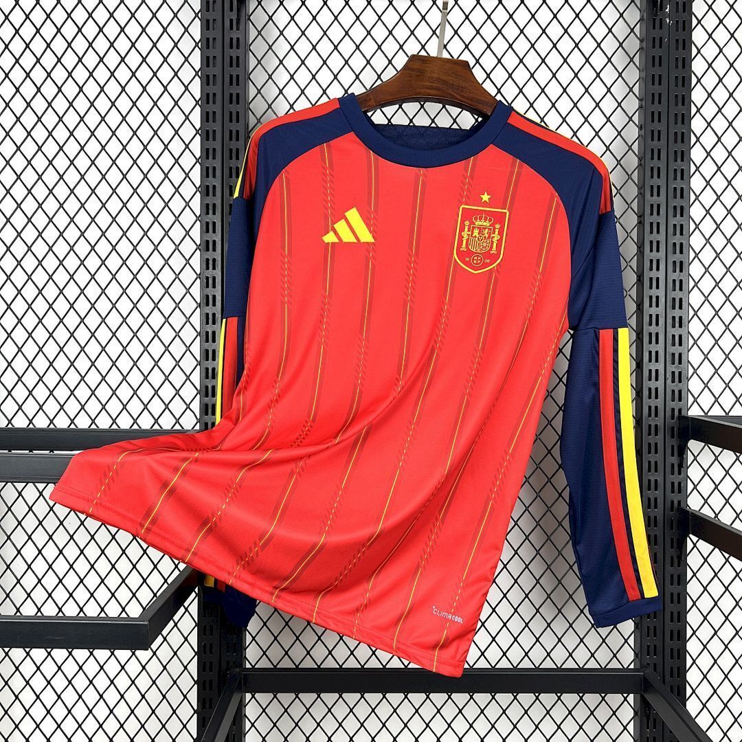 Spain Soccer Jersey Home Long Sleeve Custom Shirt 2026 World Cup Edition in Red