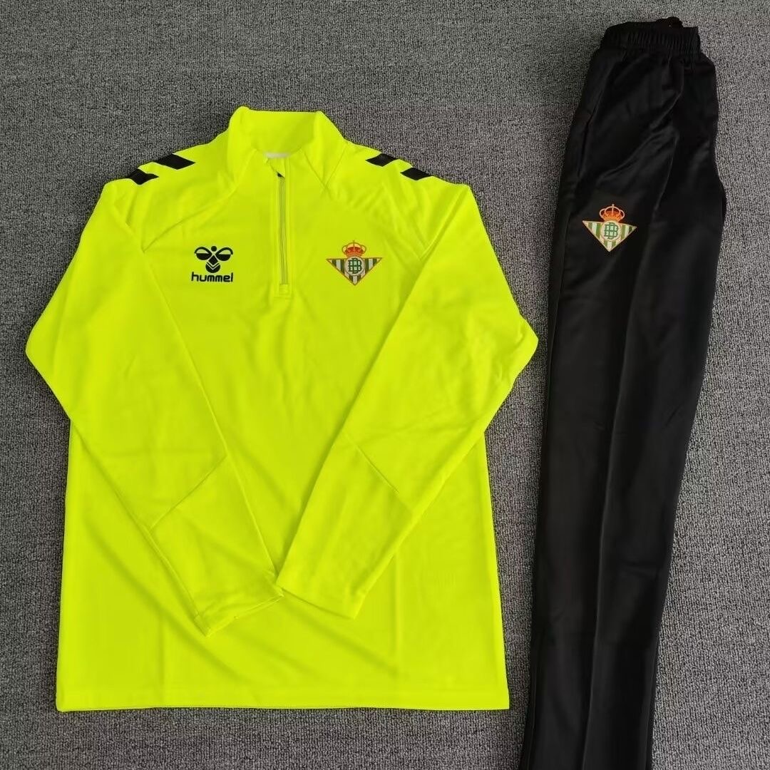 Kids Real Betis Training Kit Sweatshirt & Pants Set Yellow 2025/26