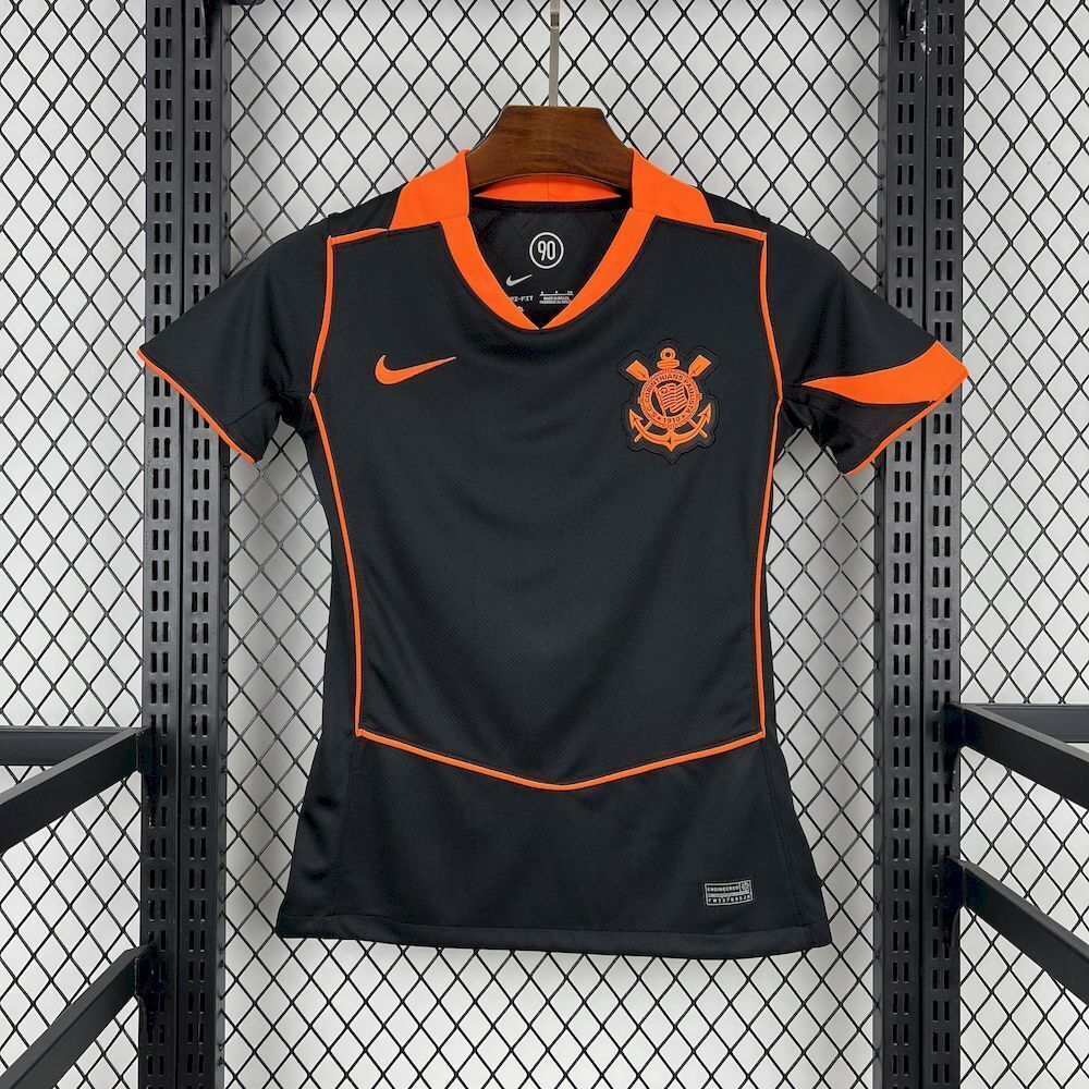 Corinthians Soccer Jersey Third Away Women's Custom Shirt 2025-26 in Black&Orange