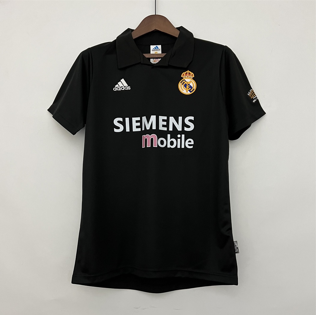 Real Madrid Retro Jersey Away Custom Soccer Shirt 2002-03 in Black