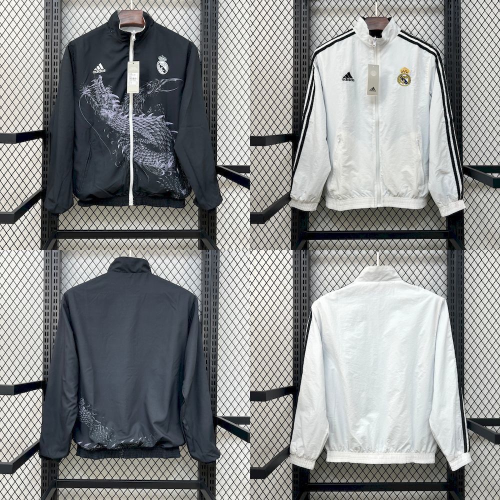 Real Madrid Reversible Double-Sides Windbreaker Jacket White&Amp;black 2025-26 in Model Year: 2025/26 Country and League: