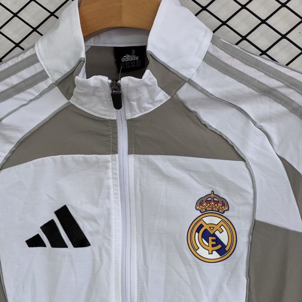 Real Madrid Windbreaker With Pants White&Gray 2025-26