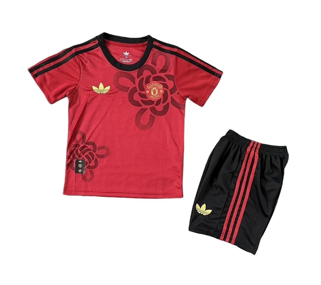 Manchester United Chinese Knot Cultral Story Kids Jersey & Shorts Kit 2025/26 in Red