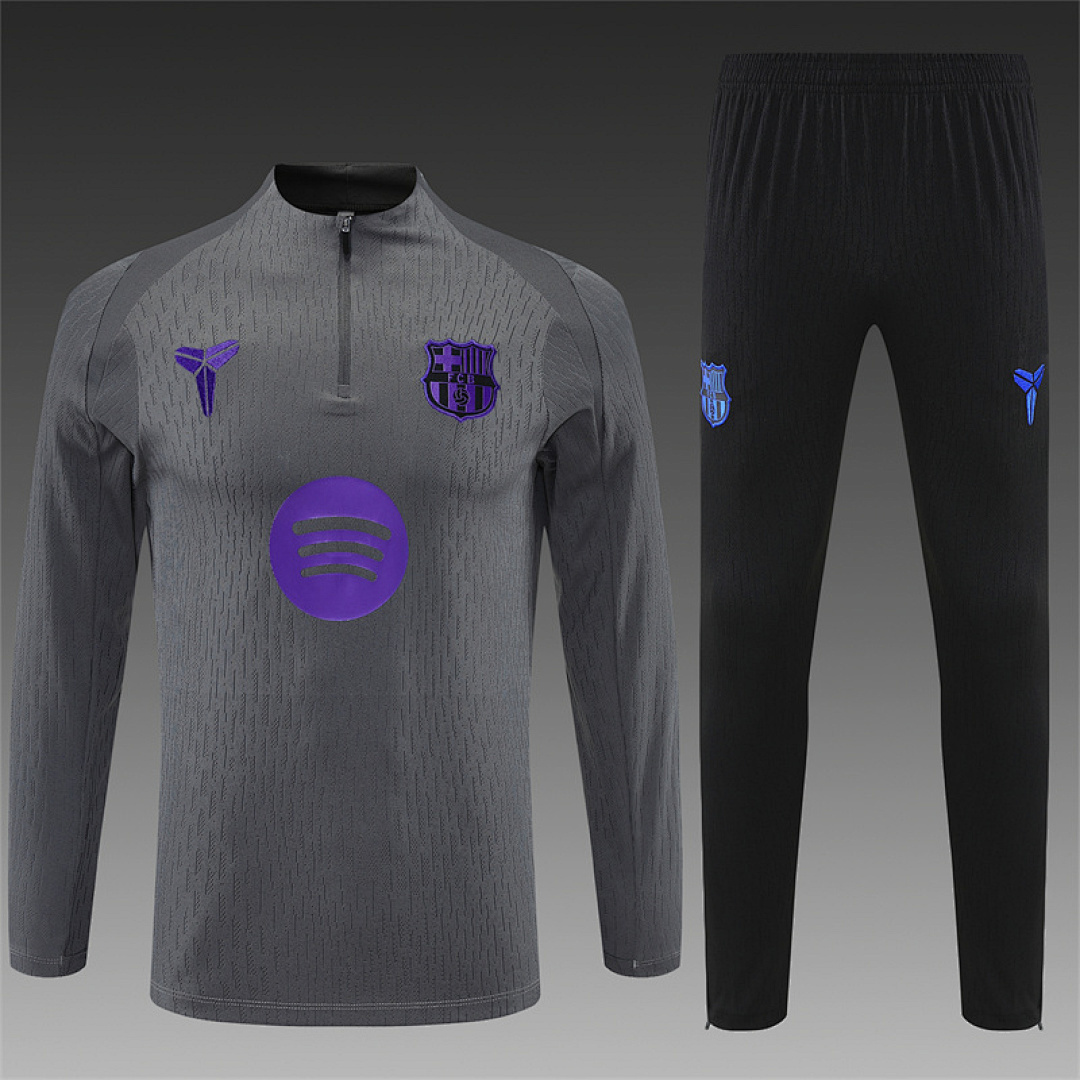 Kids Barcelona Training Kit Sweatshirt & Pants Set Gray 2025/26