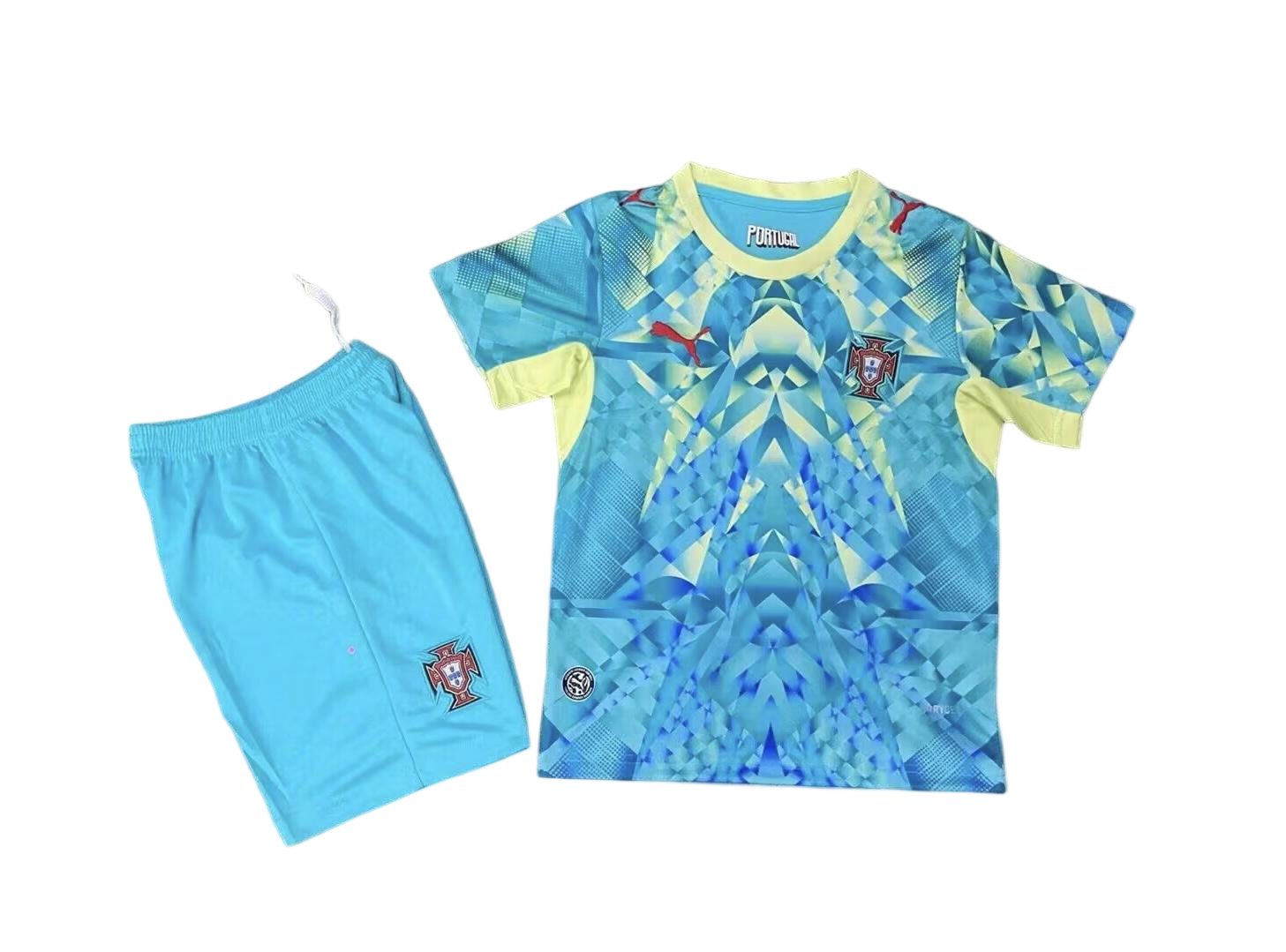 Portugal Goalkeeper Football Uniform Kids Jersey & Shorts Kit 2026 World Cup Edition in Model Year: 2026 Confederate: UEFA
