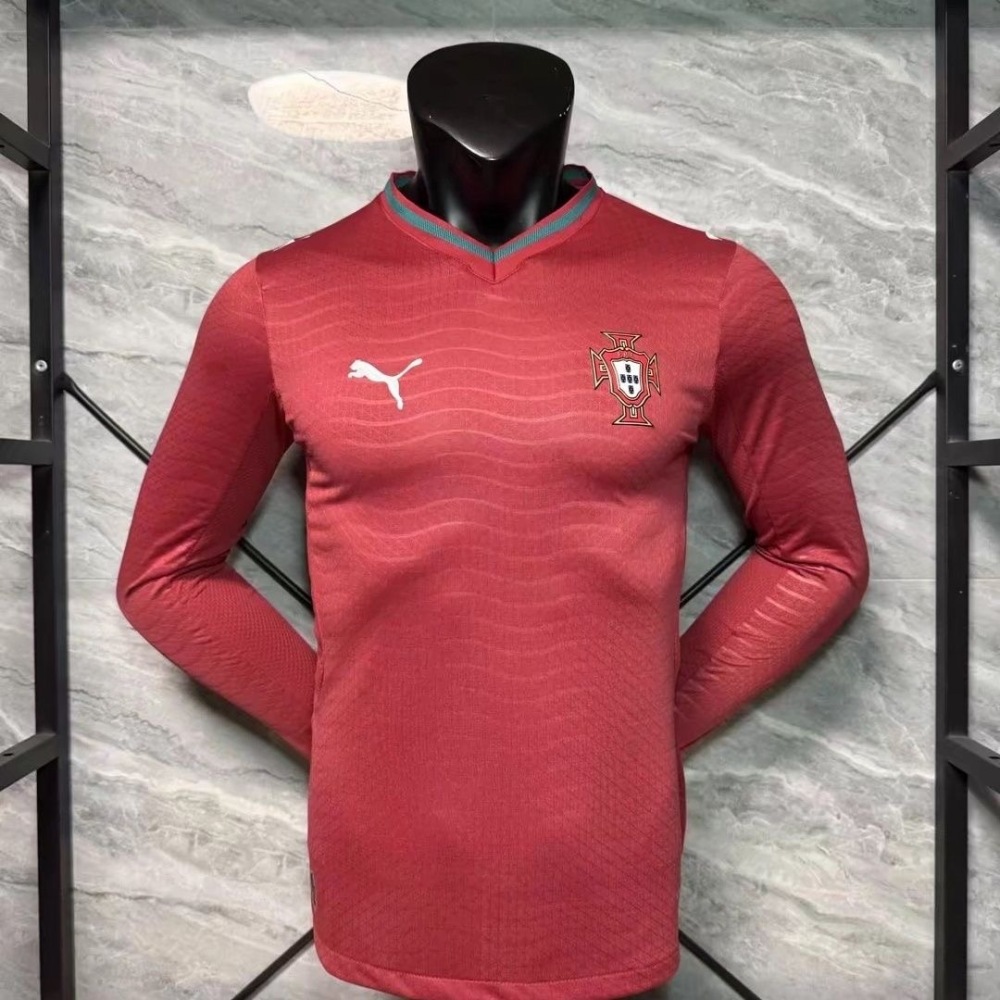 Portugal Authentic Soccer Jersey Home Long Sleeve Shirt World Cup 2026