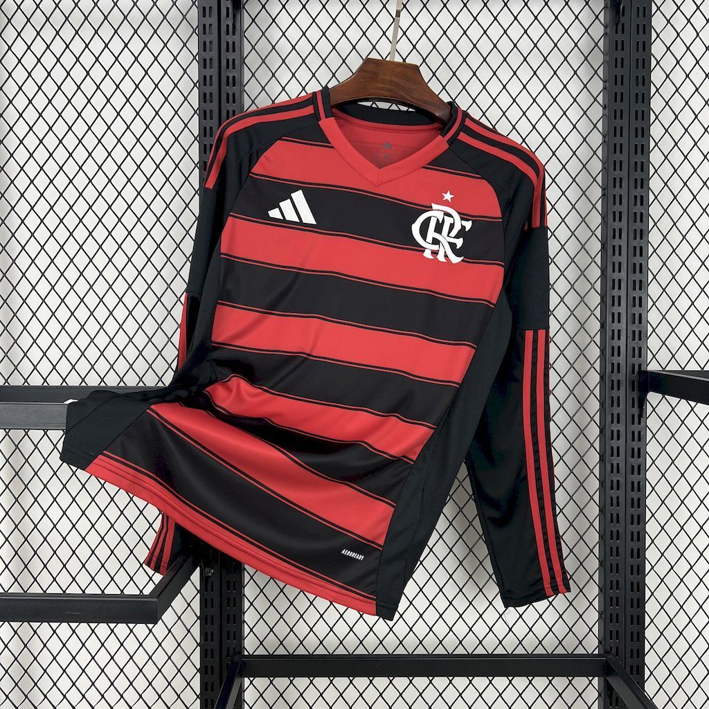 Flamengo Soccer Jersey Home Long Sleeve Custom Shirt 2025 in Red&Black