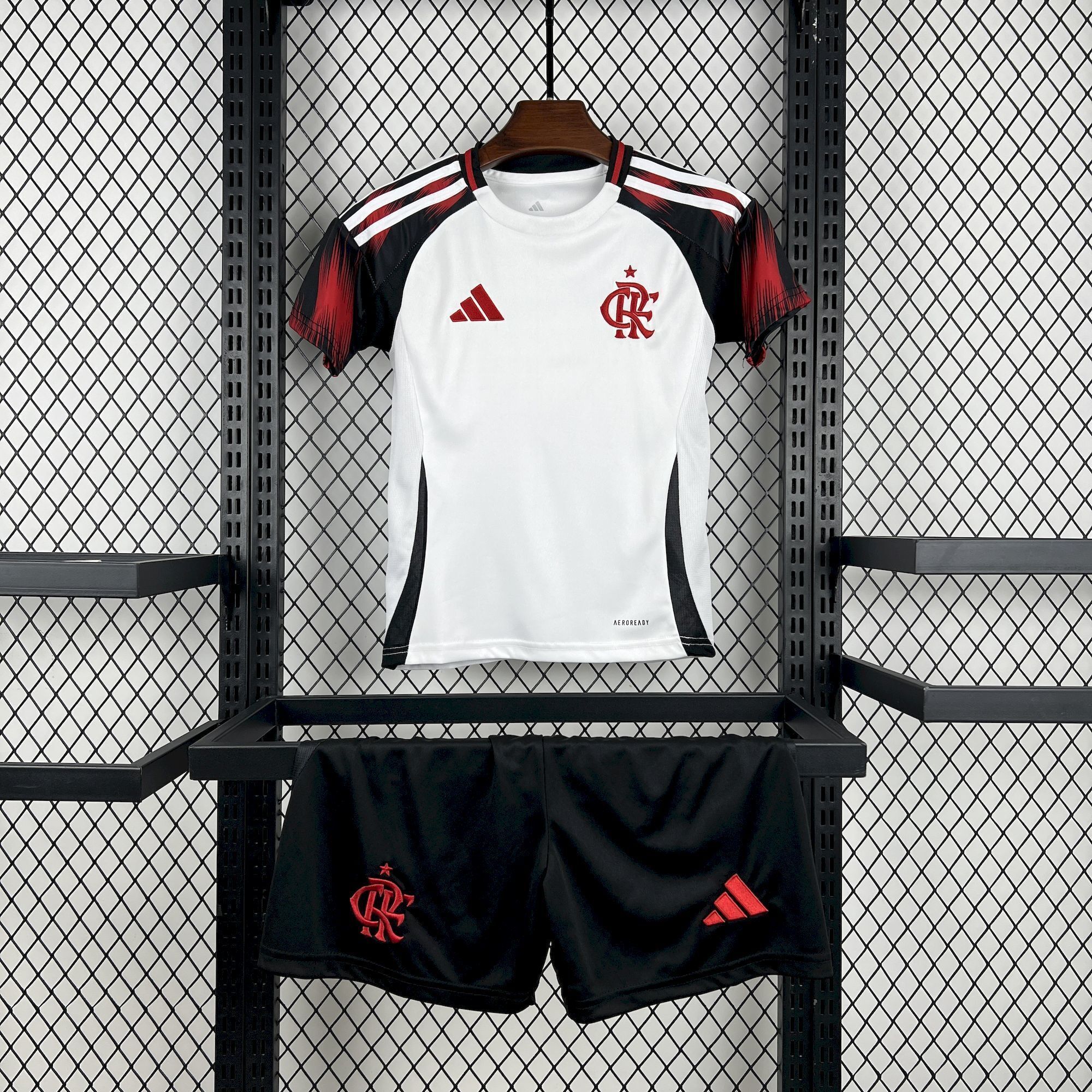 Flamengo Soccer Jersey Away Kids Jersey & Shorts Kit 2025 in White