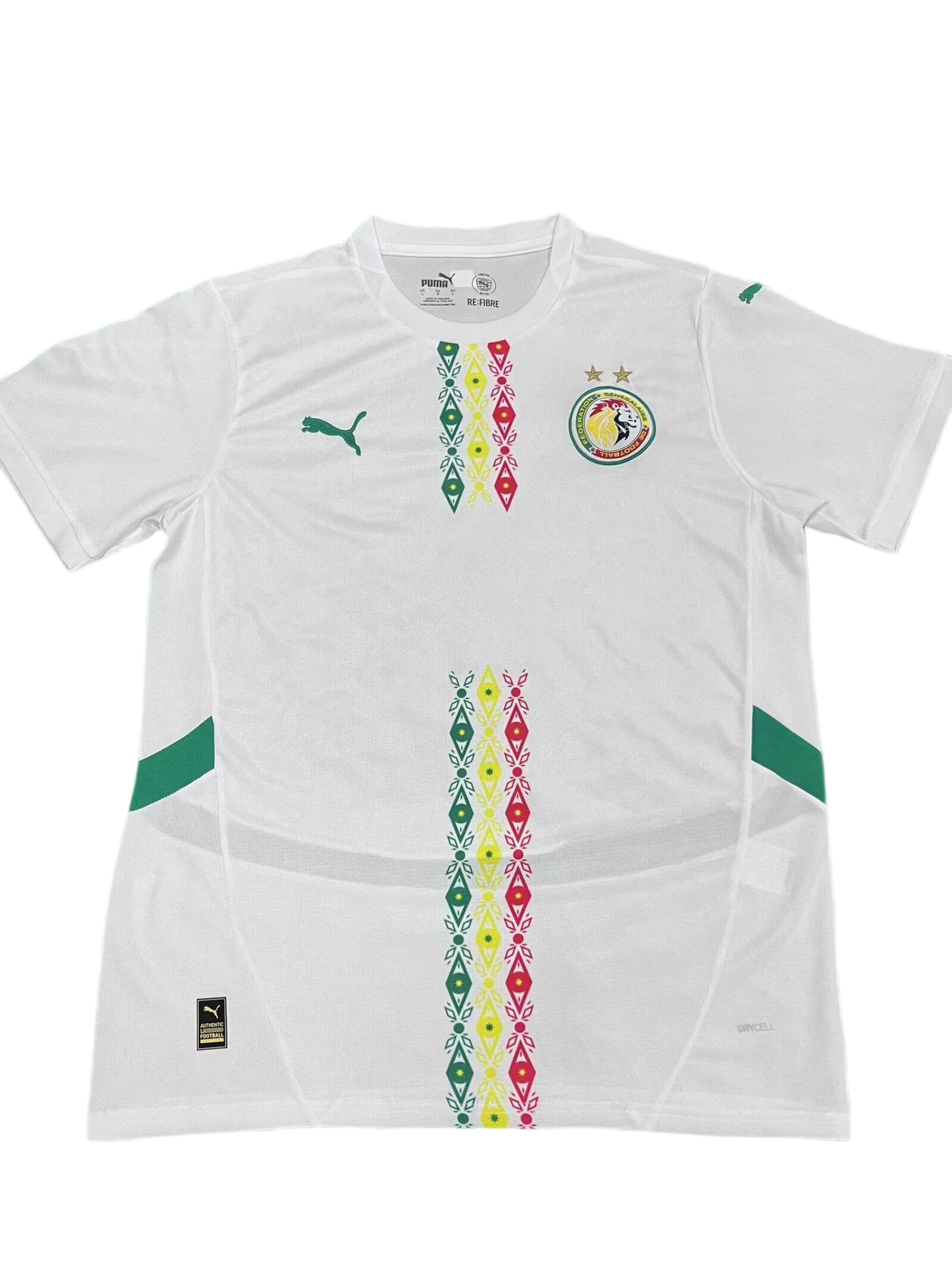 Senegal Soccer Jersey Home Custom Shirt 2025 - Two Stars in White