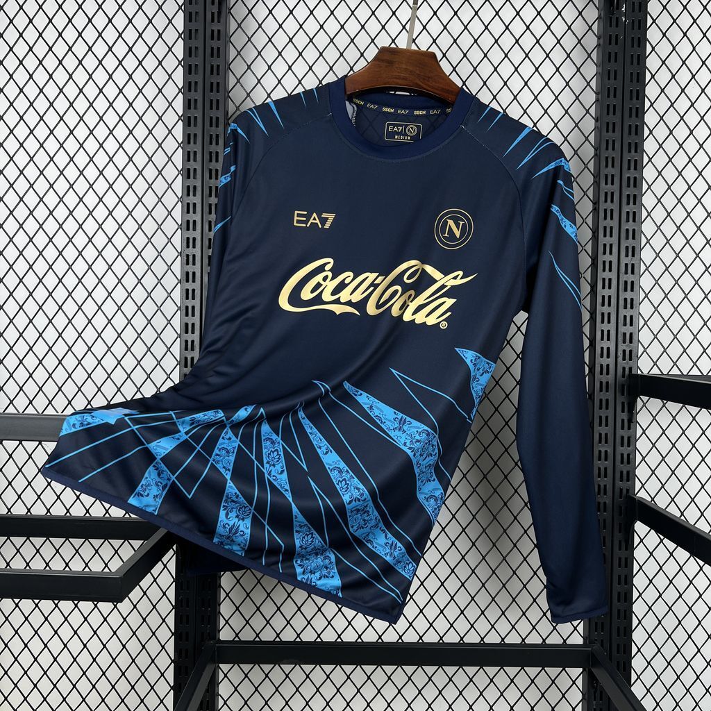 Napoli Football Jersey Pre-Match Long Sleeve Custom Shirt 2025-26 in Navy
