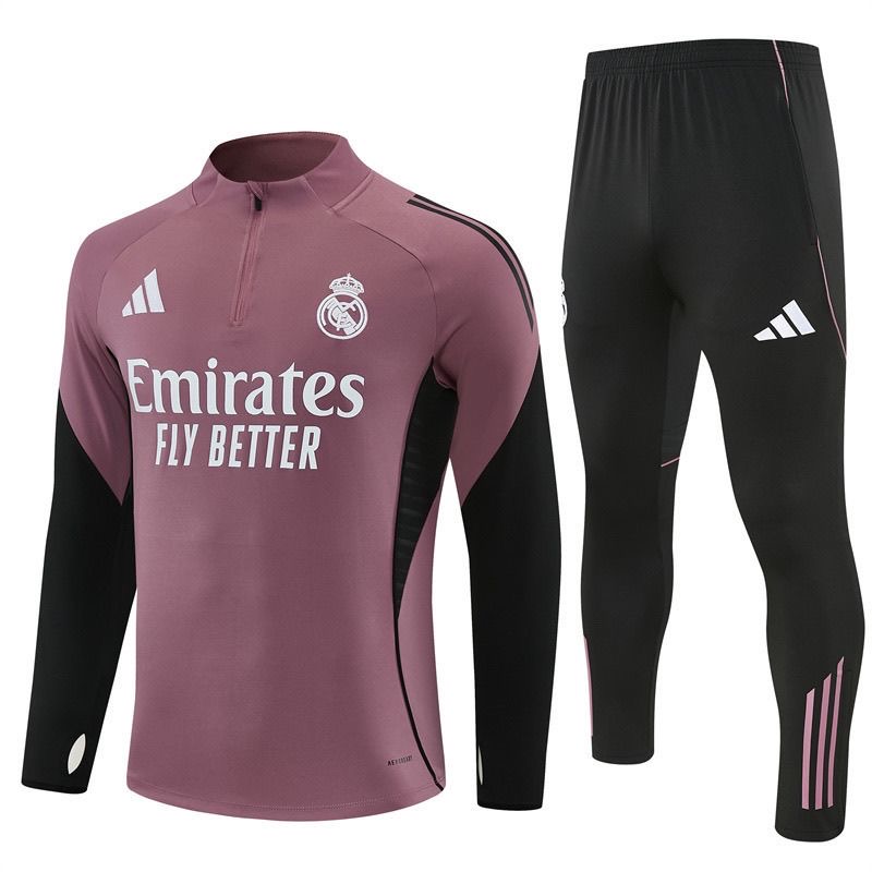 Kids Real Madrid Training Kit Sweatshirt & Pants Set Brown 2025/26