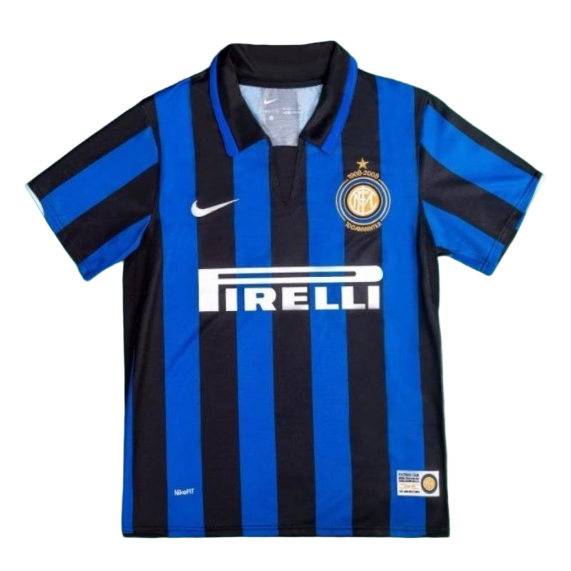 Inter Milan Retro Jersey Custom Home Soccer Shirt 2007/08 in Blue&Black