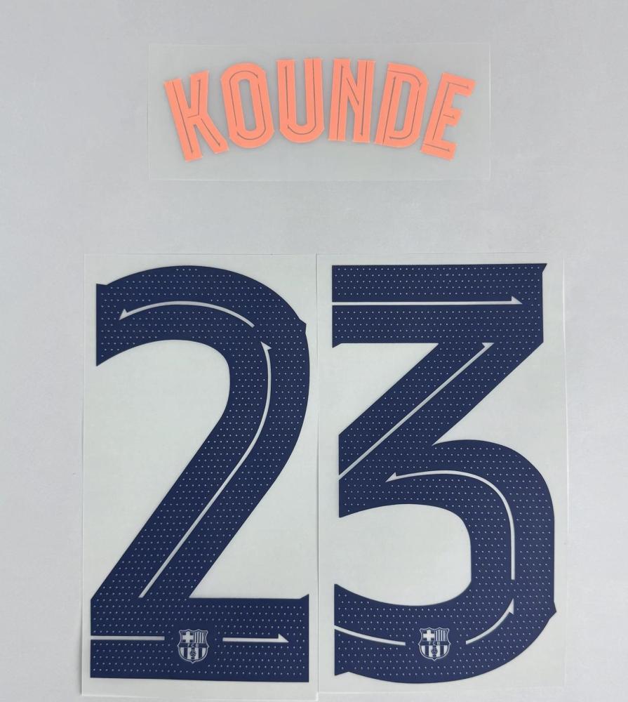 KOUNDE #23 FC Barcelona 2025-26 Third Away UCL Football Soccer Name & Number Set