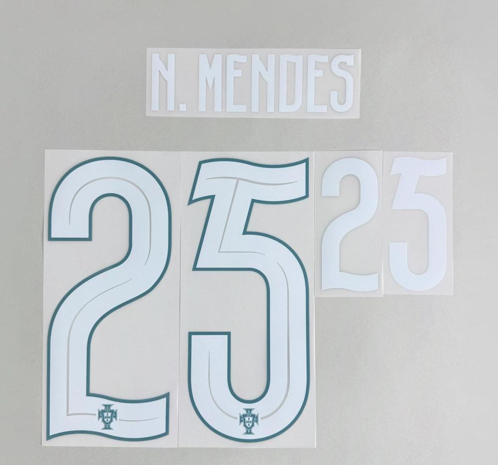 N.MENDES #25 Portugal 2026 World Cup Home Football Soccer Name & Number Set