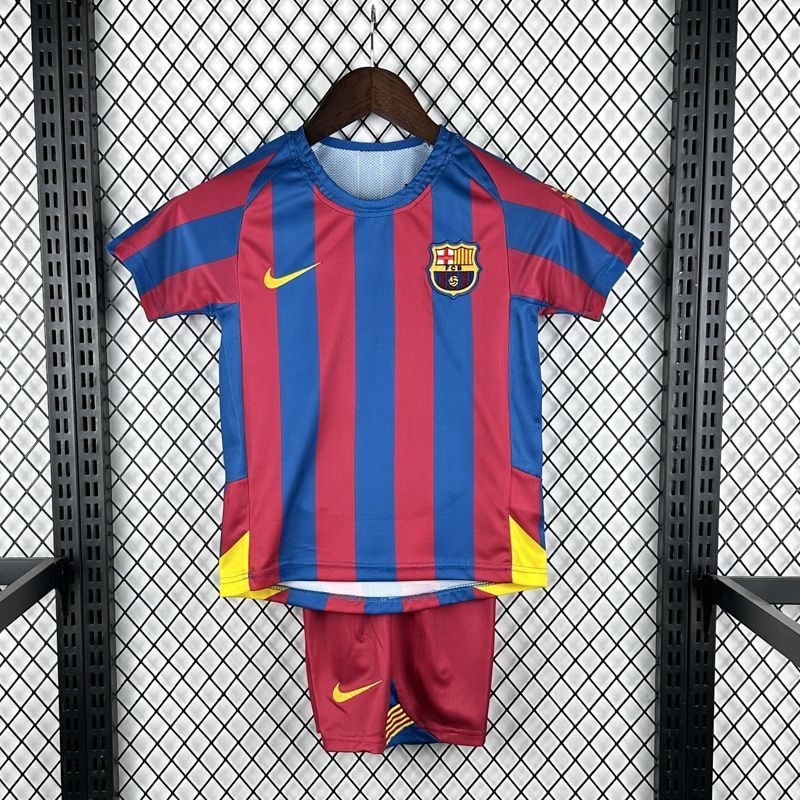 Barcelona Retro Jersey Home Kids Kit Jersey+Shorts 2005/06