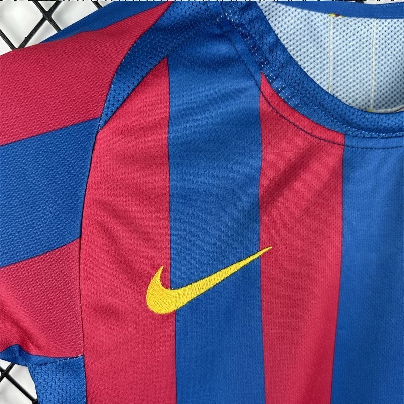 Barcelona Retro Jersey Home Kids Kit Jersey+Shorts 2005/06