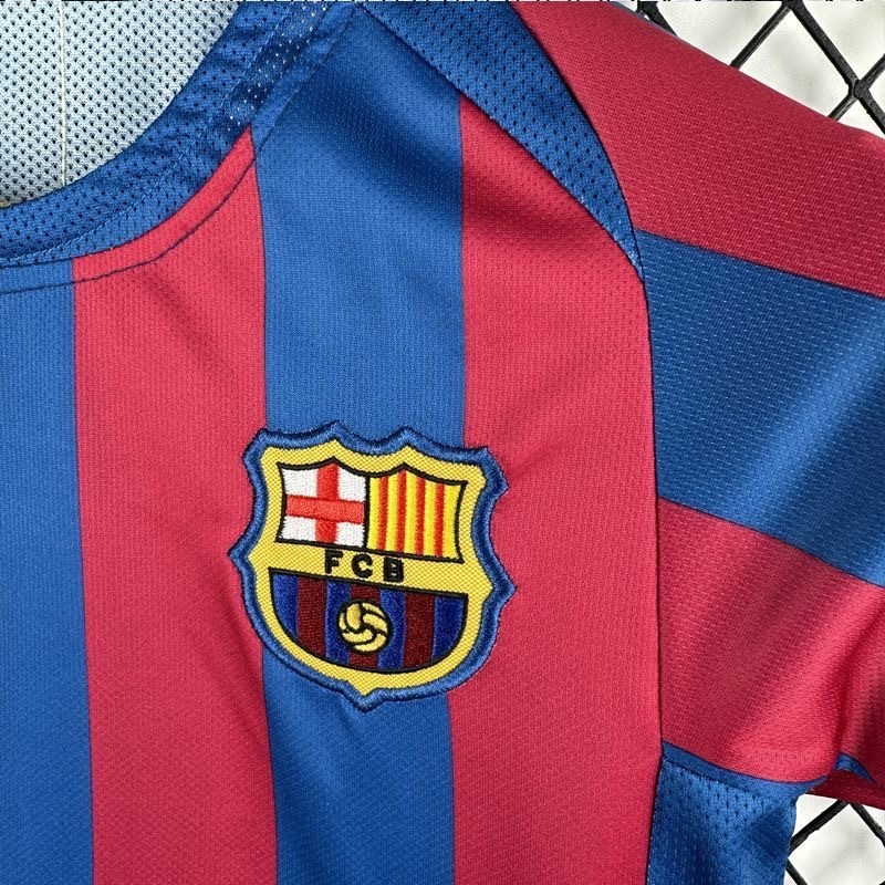 Barcelona Retro Jersey Home Kids Kit Jersey+Shorts 2005/06