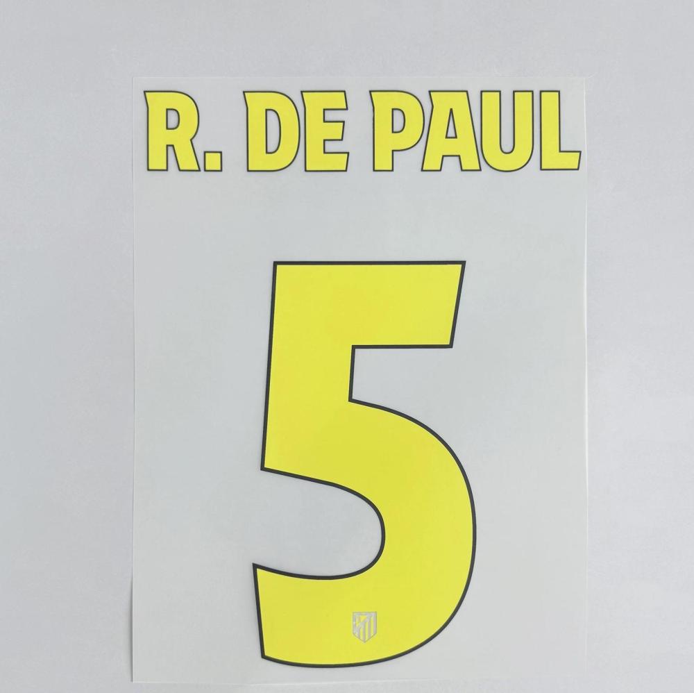 R.DE PAUL #5 Atletico Madrid 2025-26 Away UCL Football Soccer Name & Number Set