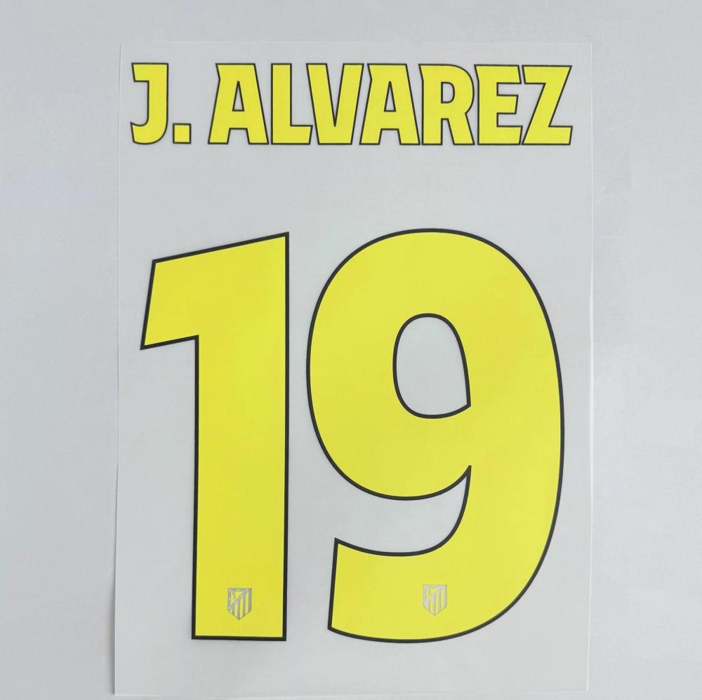 J.ALVAREZ #19 Atletico Madrid 2025-26 Away UCL Football Soccer Name & Number Set