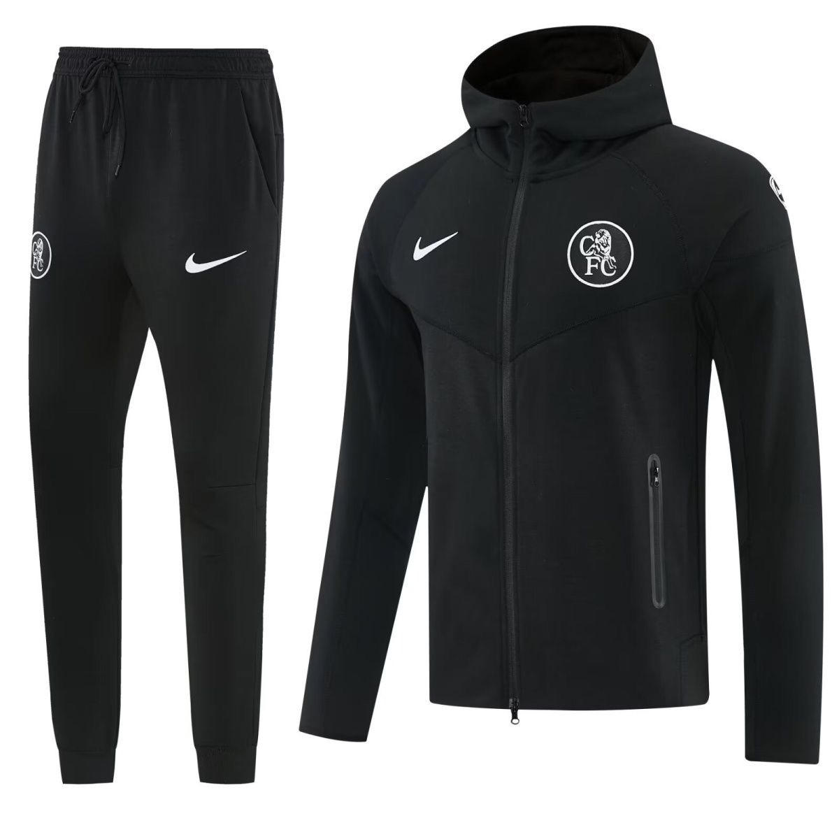 Chelsea Hoodie Training Kit (Jacket+Pants) Black 2025/26