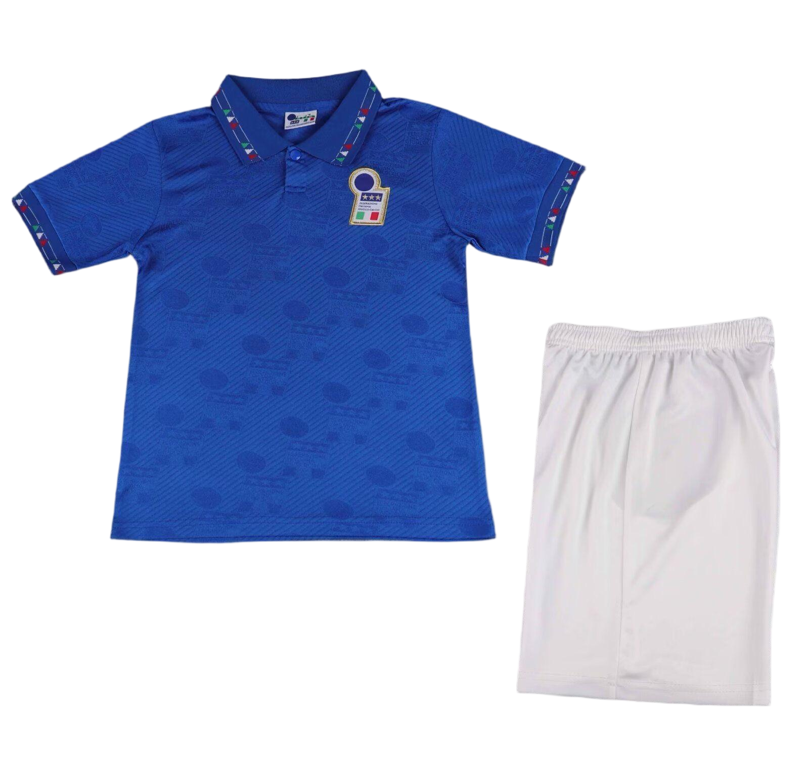 Italy Retro Home Football Uniform Kids Jersey & Shorts Kit World Cup 1994 in Blue