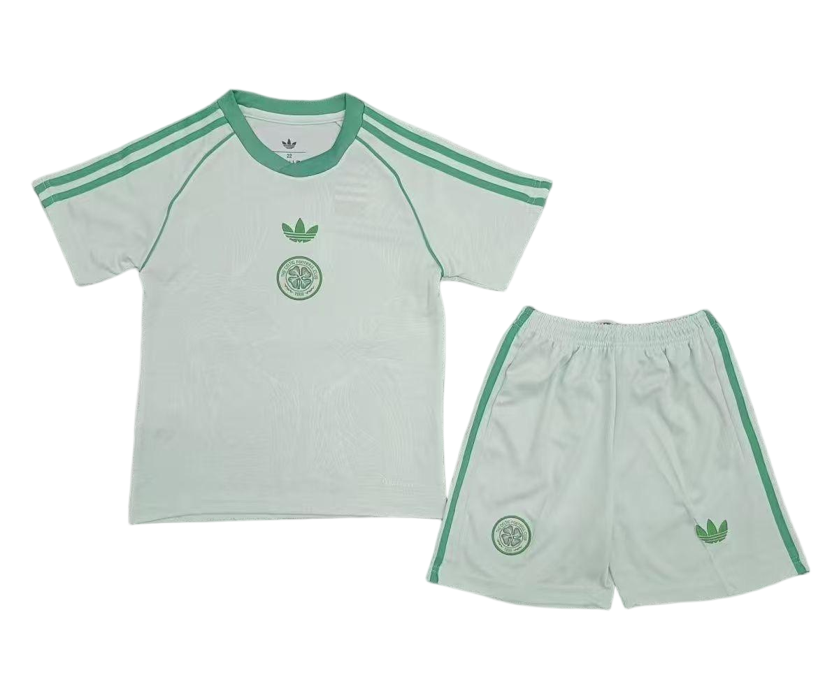Celtic Soccer Jersey 125th Anniversary Kids Jersey & Shorts Kit 2025/26 in Green