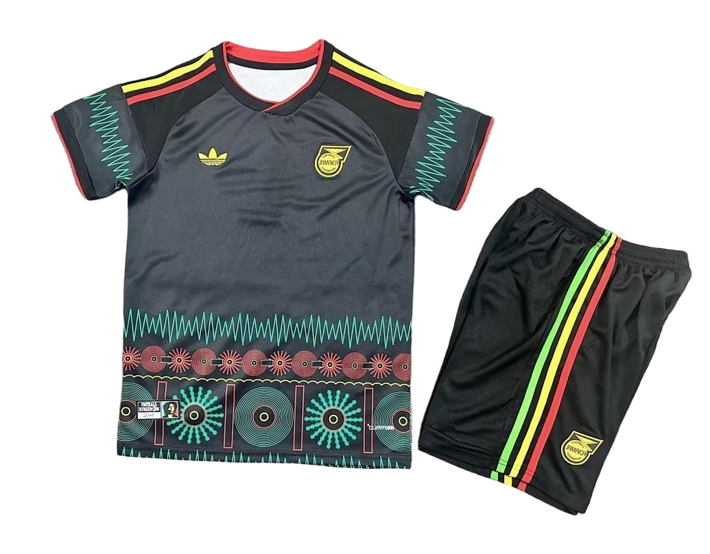 Jamaica Football Jersey Away Kids Jersey & Shorts Kit 2026 World Cup Edition in Black