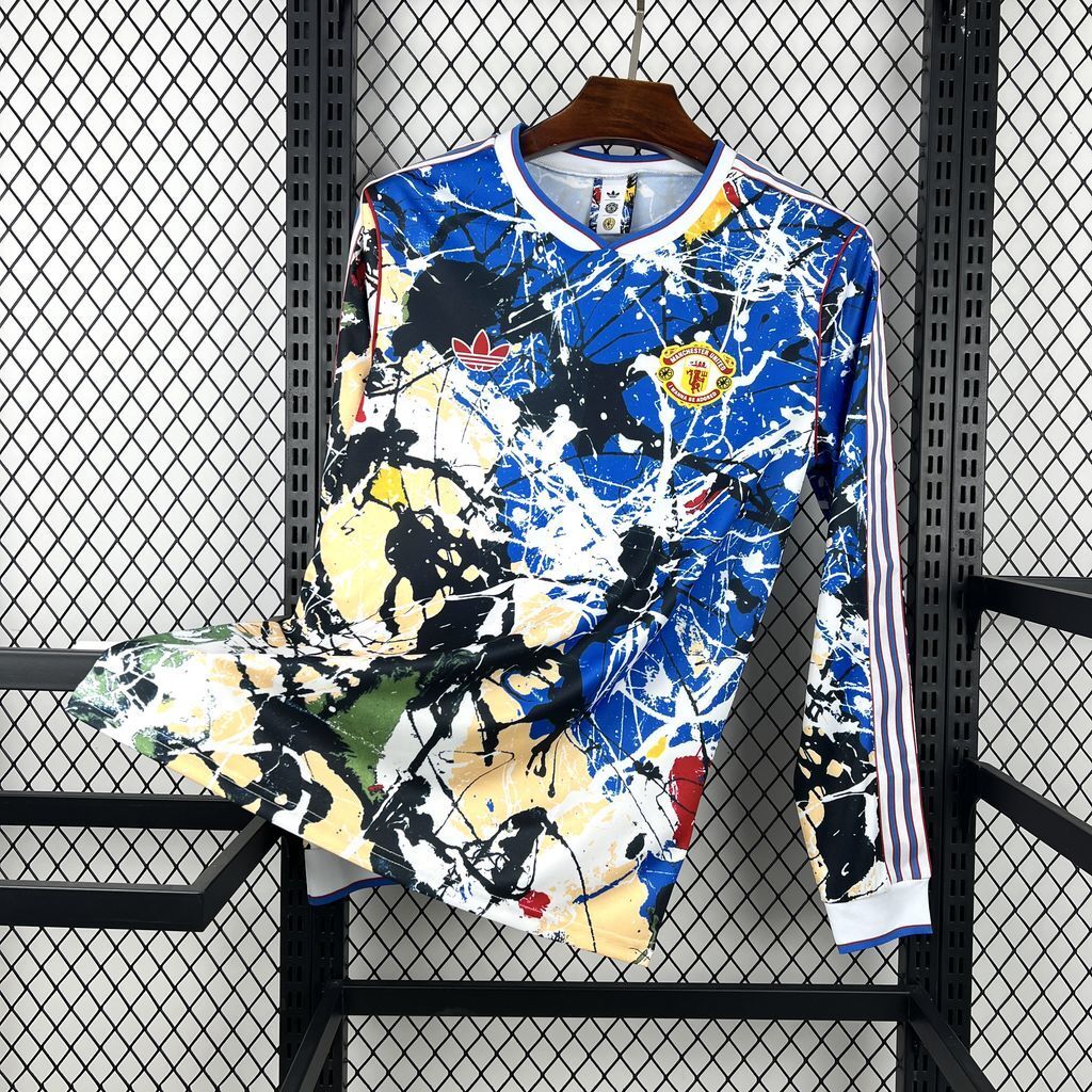 Manchester United Football Jersey X Stone Roses Long Sleeve Custom Shirt 2025/26 in Model Year: 2025/26 Country and League: