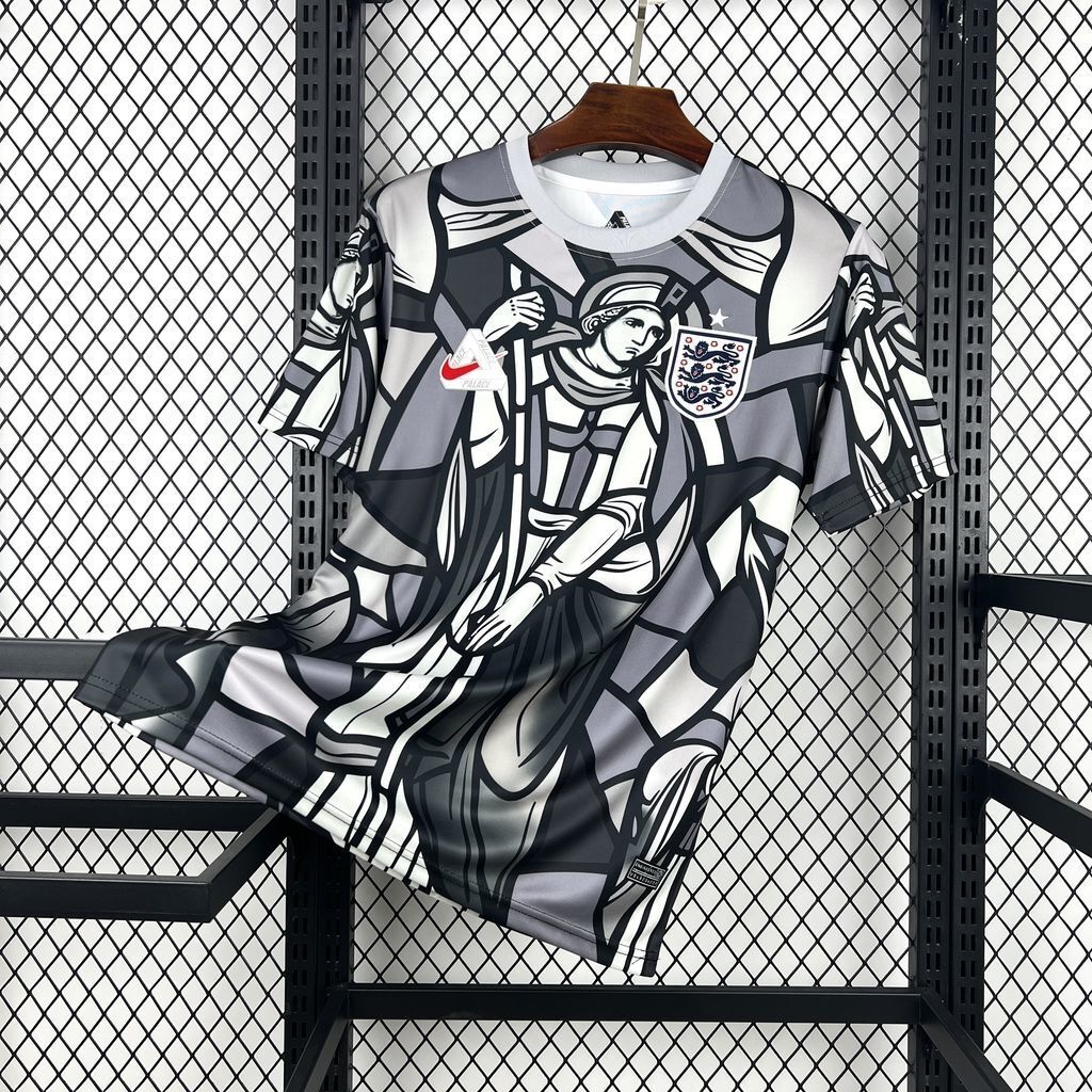 England Football Jersey X Palace Pre-Match Custom Shirt 2026 World Cup Edition in Gray