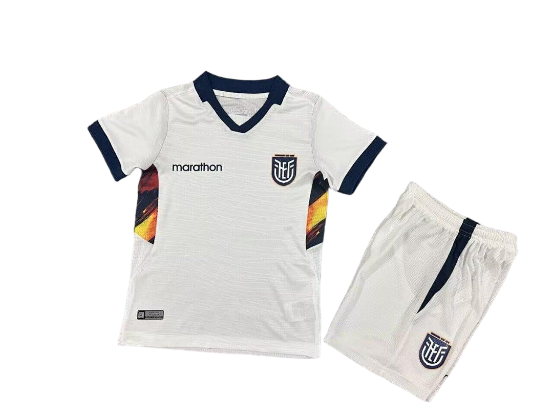 Ecuador Soccer Jersey Third Away Kids Jersey & Shorts Kit 2026 World Cup Edition in White