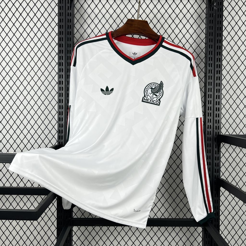 Mexico Soccer Jersey Away Custom Long Sleeve Shirt 2026 World Cup Edition in White