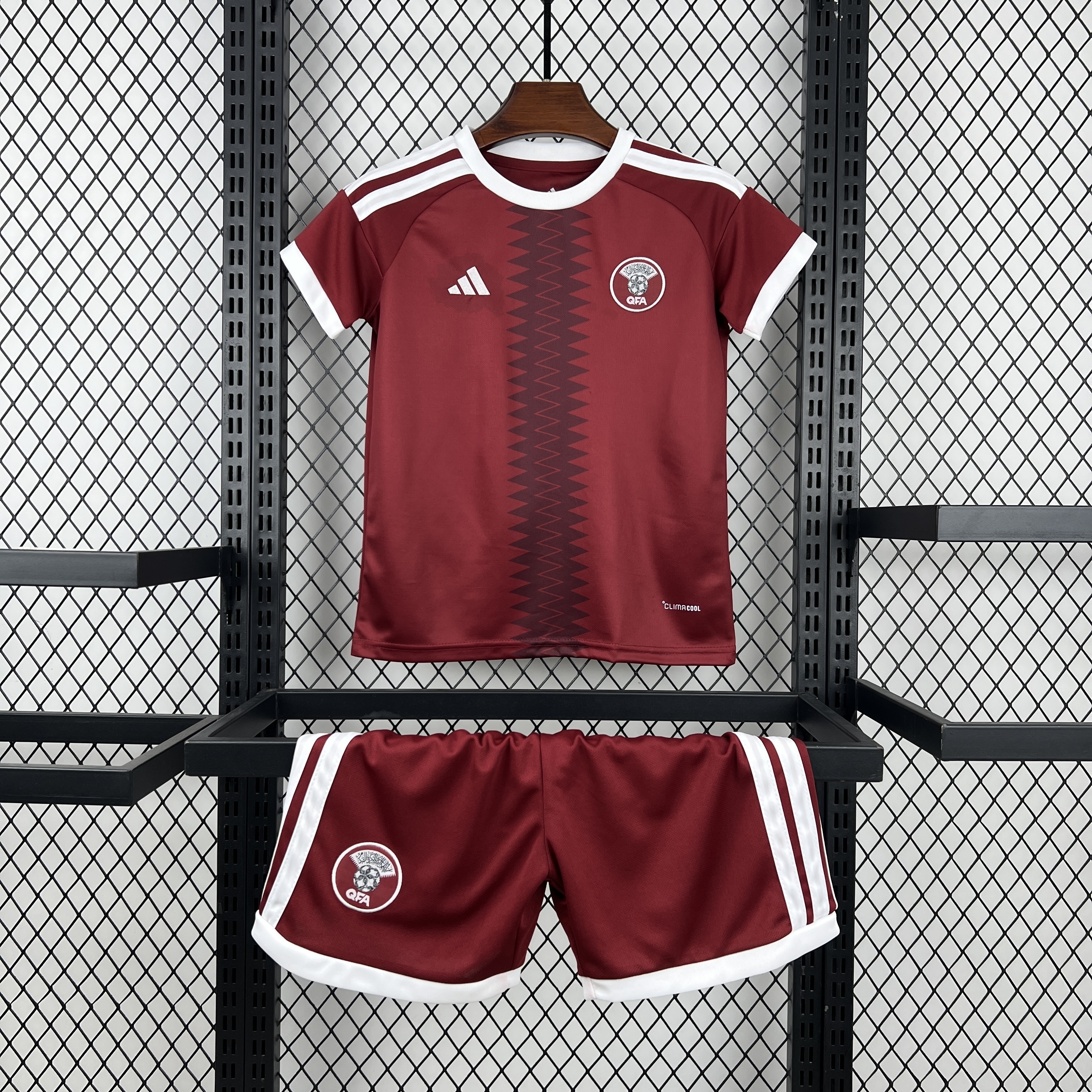 Qatar Soccer Jersey Home Kids Jersey & Shorts Kit 2026 World Cup Edition in Red