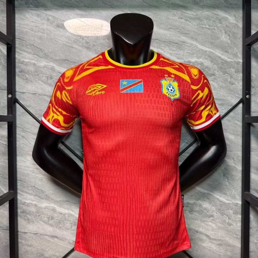 DR Congo Authentic Football Jersey Third Away Shirt 2026 World Cup Edition in Red