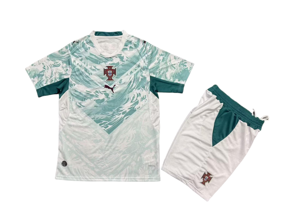 Portugal Away Football Uniform Kids Kit Jersey+Shorts World Cup 2026