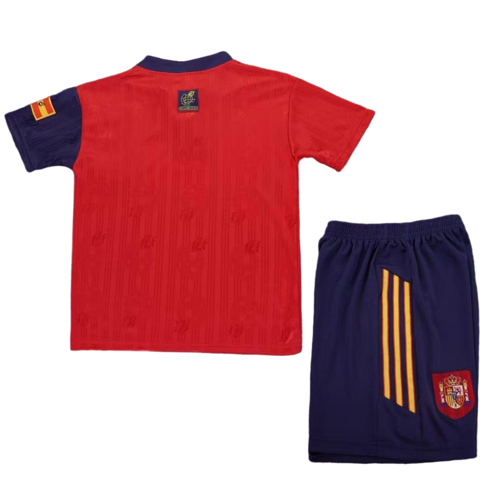 Spain Retro Football Jersey Home Kids Kit Jersey+Shorts 1996