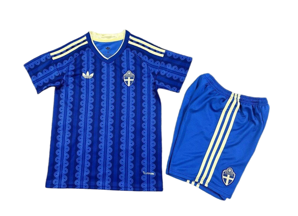 Sweden Football Jersey Away Kids Kit Jersey+Shorts World Cup 2026