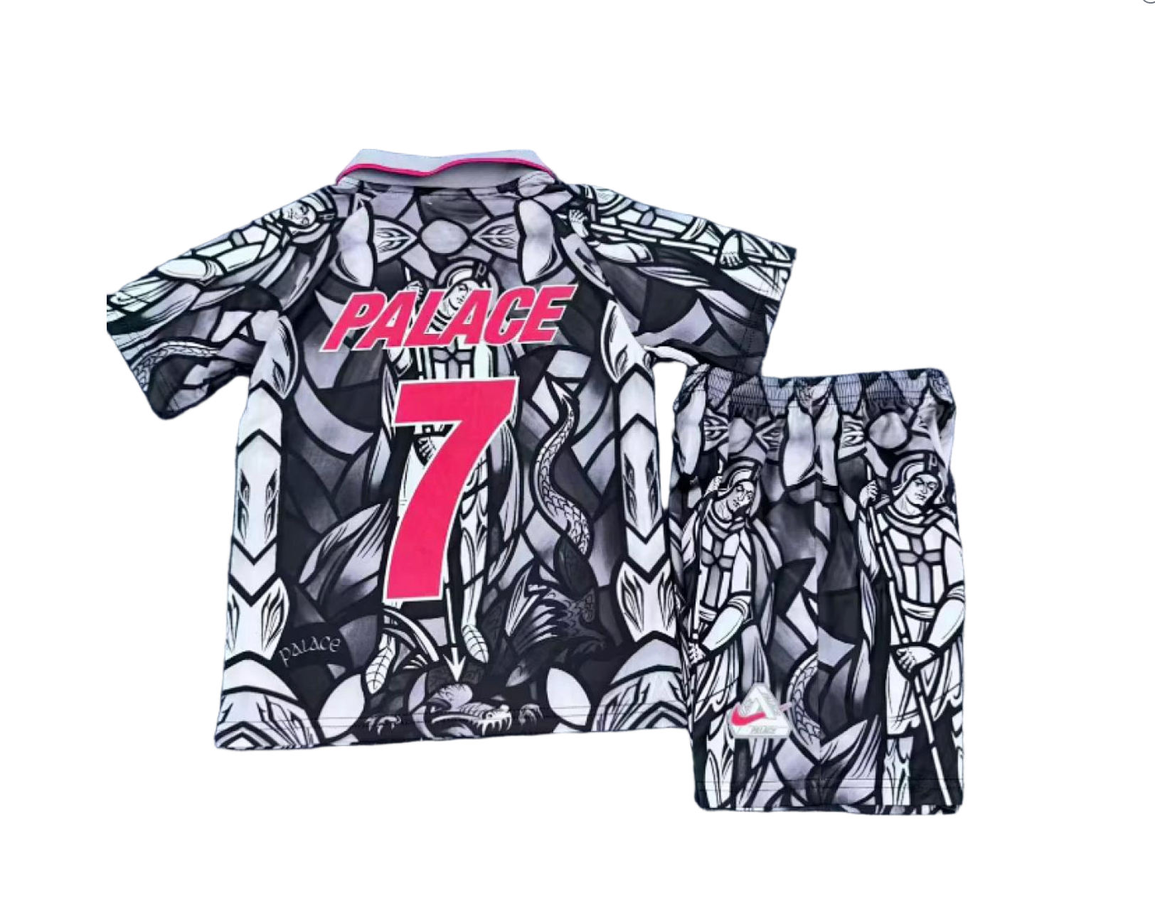 Palace #7 England Football Jersey X Palace Pre-Match Kids Jersey & Shorts Kit 2026 World Cup Edition in Gray