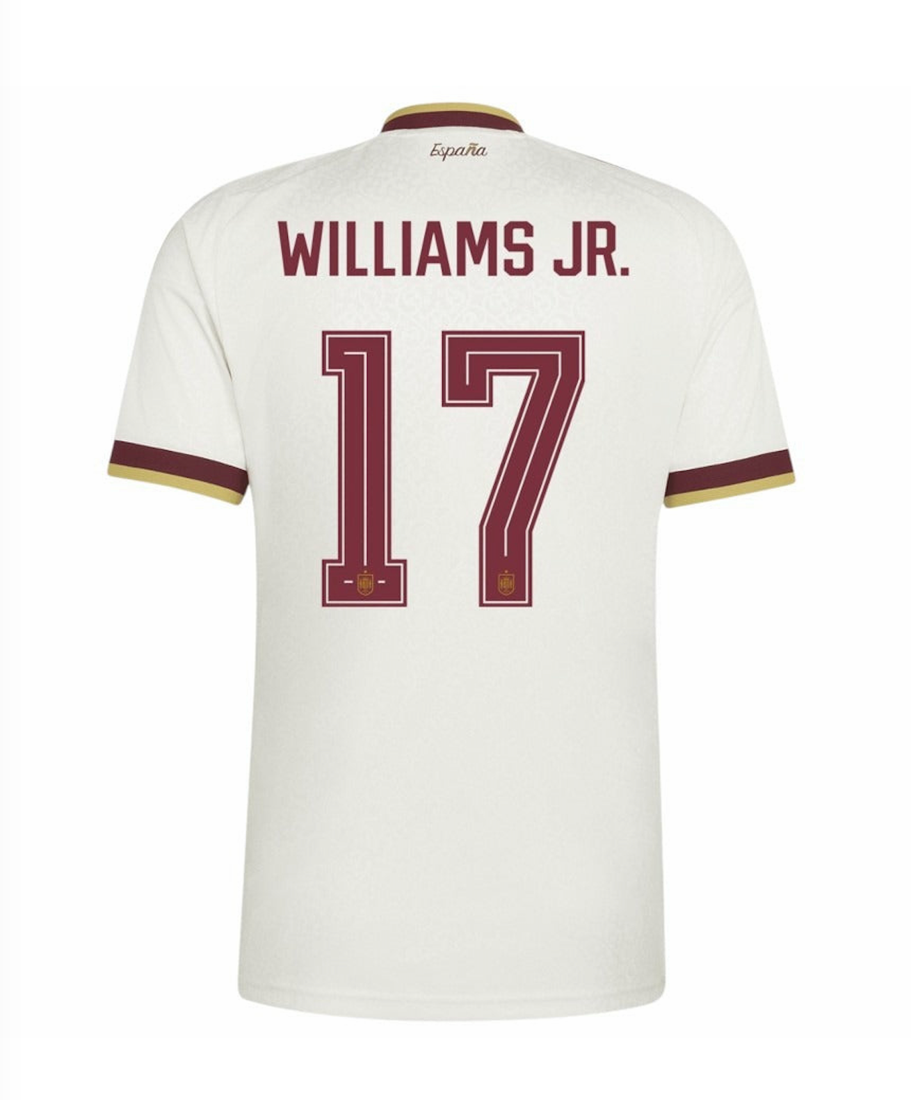 Williams JR. #17 Spain Football Jersey Away Custom Shirt 2026 World Cup Edition in Off-White