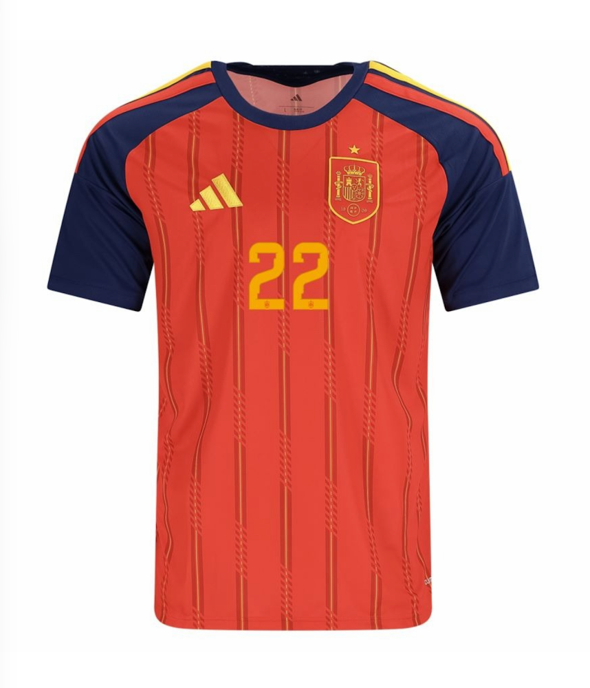CUCURELLA #22 Spain Football Jersey Home Custom Shirt World Cup 2026