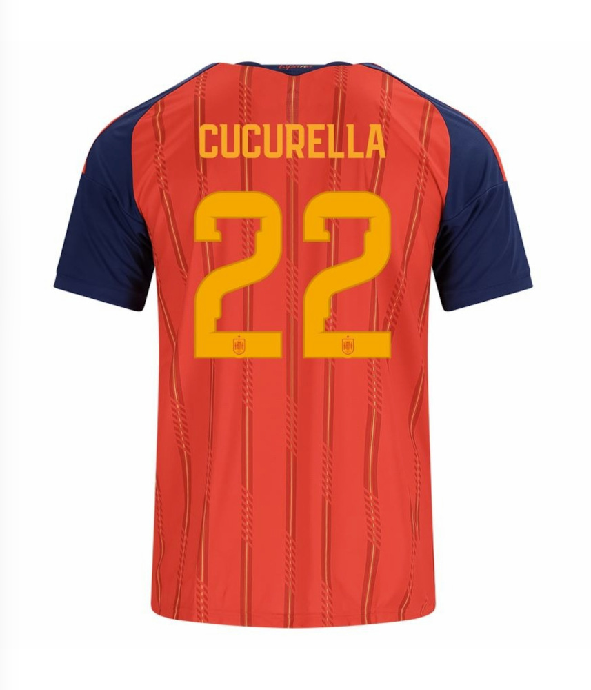 CUCURELLA #22 Spain Football Jersey Home Custom Shirt World Cup 2026