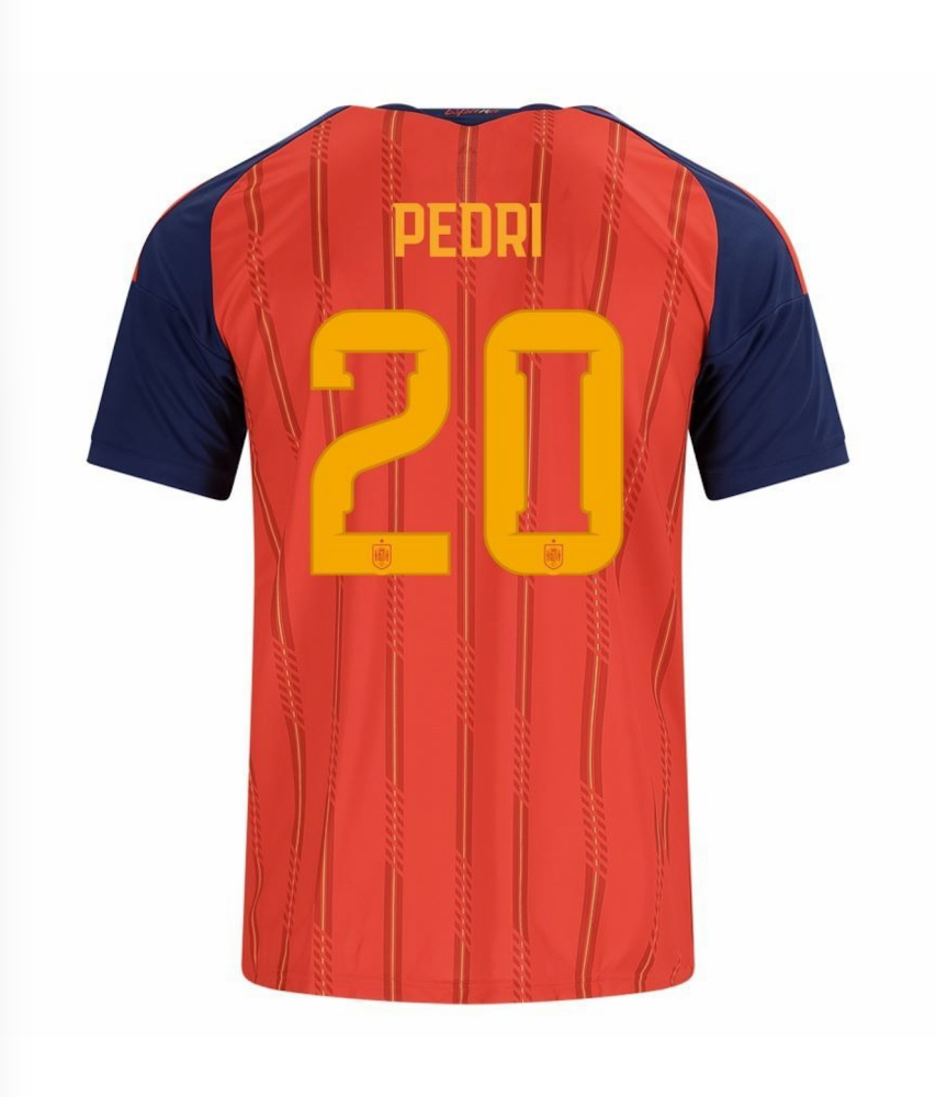 PEDRI #20 Spain Football Jersey Home Custom Shirt World Cup 2026