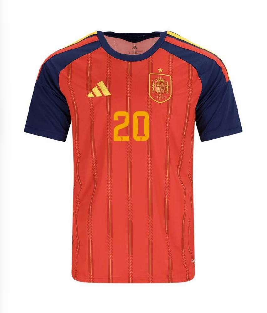 PEDRI #20 Spain Football Jersey Home Custom Shirt World Cup 2026