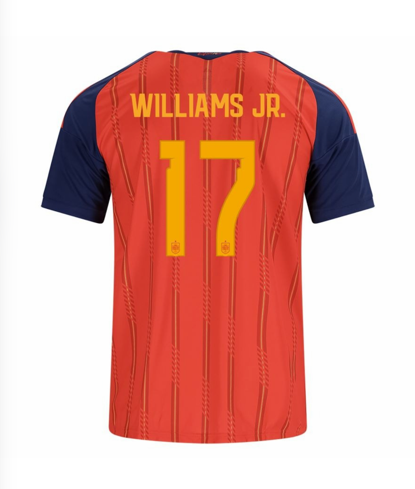 WILLIAMS JR. #17 Spain Football Jersey Home Custom Shirt World Cup 2026
