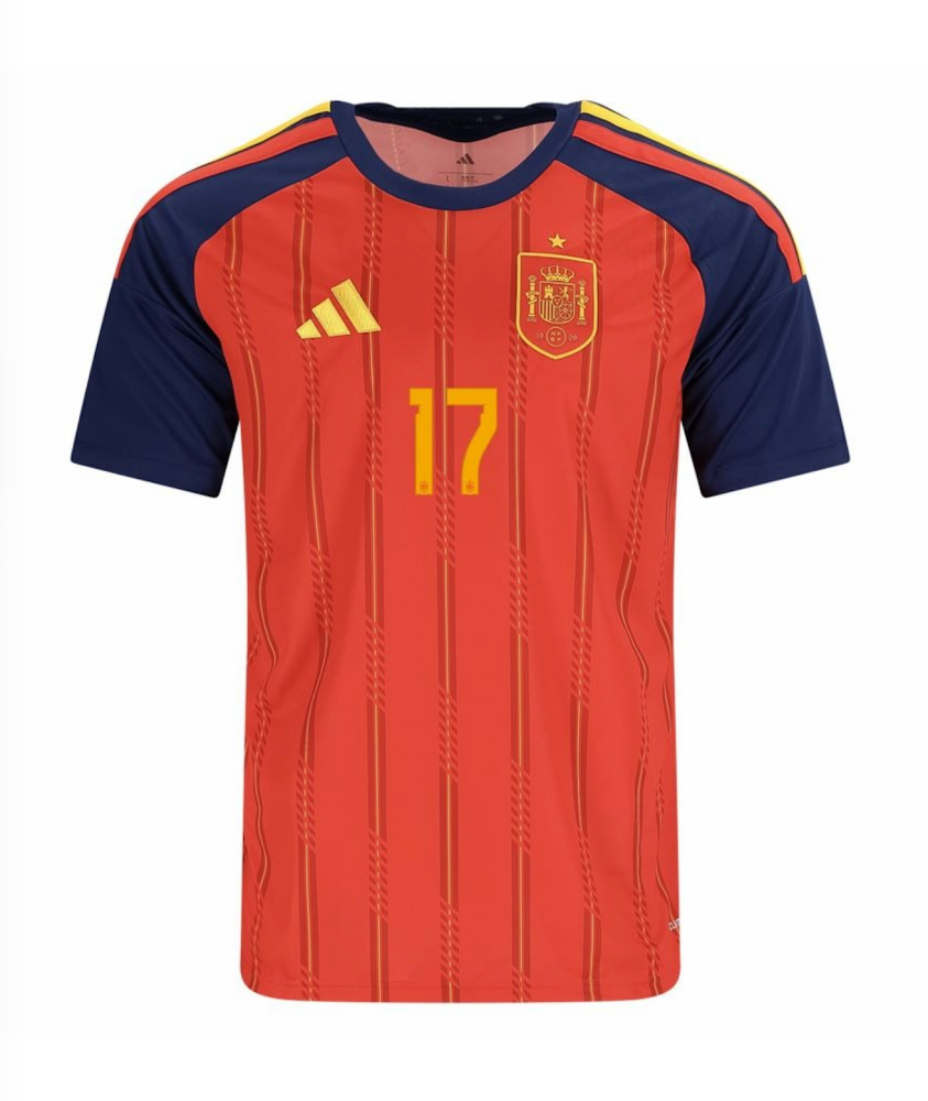 WILLIAMS JR. #17 Spain Football Jersey Home Custom Shirt World Cup 2026