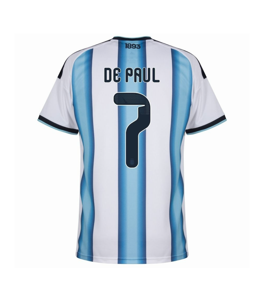 DE PAUL #7 Argentina Soccer Jersey Home Custom Shirt World Cup 2026